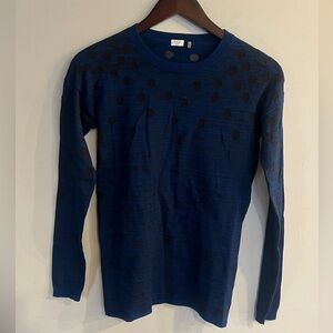 BELA NYC Women’s Dark Blue Polkadot Pima Cotton Blend Crewneck Sweater Size S